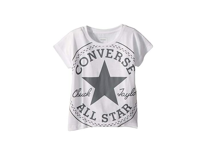 Converse Kids Oversized Chuck Femme Tee (big Kids) (white) Girl's Clothing