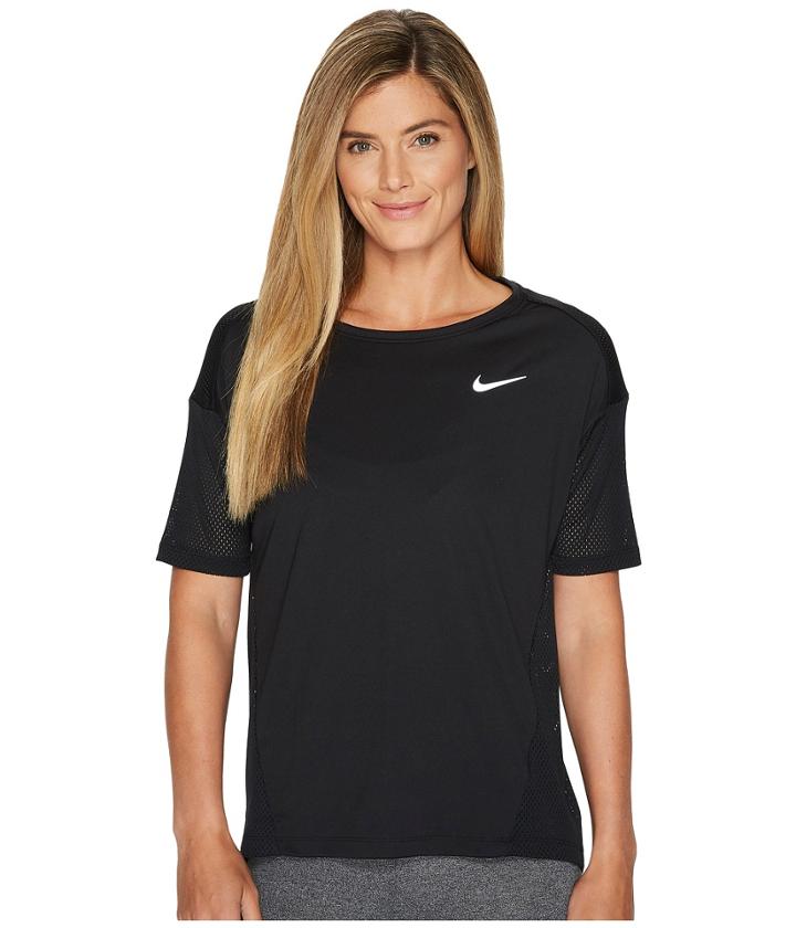 Nike Dry Miler Running Top (black/black) Women's Short Sleeve Pullover