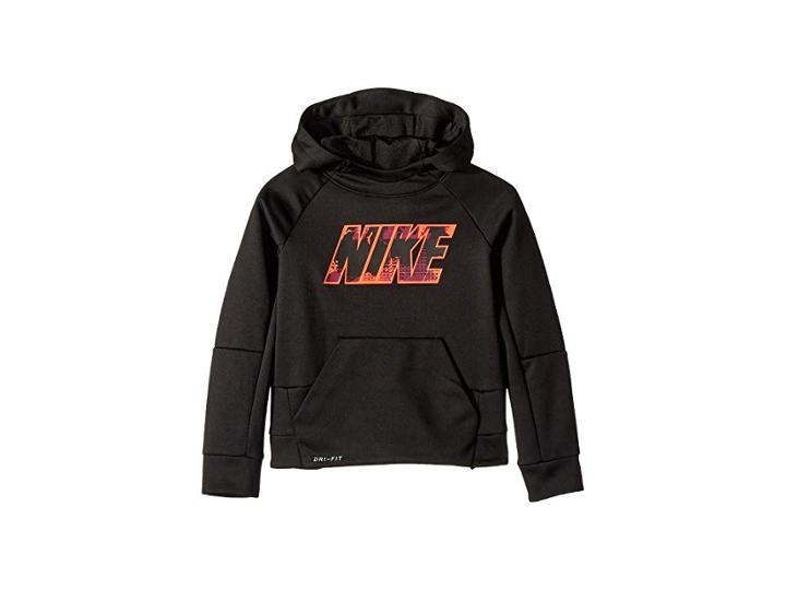 Nike Kids Therma Legacy Aop Hoodie (little Kids) (black) Boy's Sweatshirt