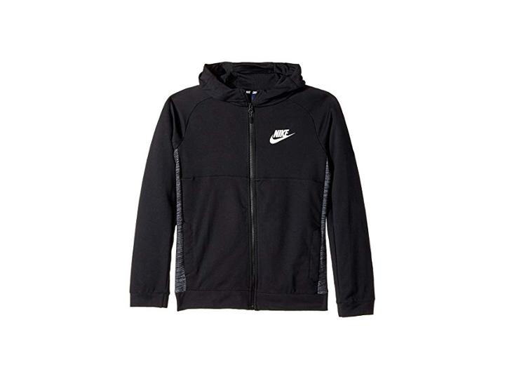 Nike Kids Sportswear Advance 15 Full Zip Hoodie (little Kids/big Kids) (black/black/white) Boy's Sweatshirt