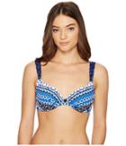 Tommy Bahama Shibori Splash Underwire Over-the-shoulder Bikini Top (plunge Blue) Women's Swimwear
