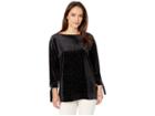 Nally & Millie Velvet Glitter Sleeve Tie Top (black) Women's Clothing