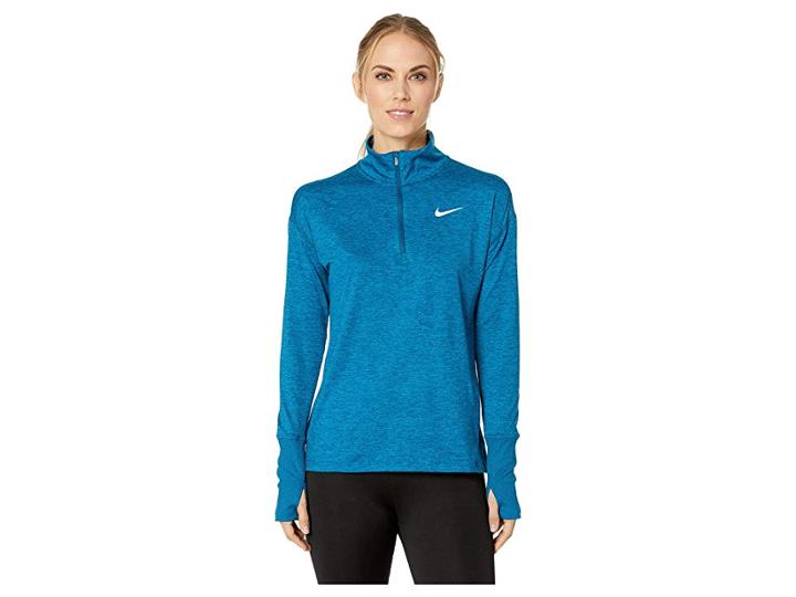 Nike Element 1/2 Zip Top (blue Force/green Abyss/heather) Women's Long Sleeve Pullover