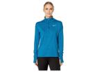 Nike Element 1/2 Zip Top (blue Force/green Abyss/heather) Women's Long Sleeve Pullover