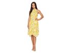 Adrianna Papell Graphic Floral With Hanky Hem Dress (yellow Multi) Women's Dress
