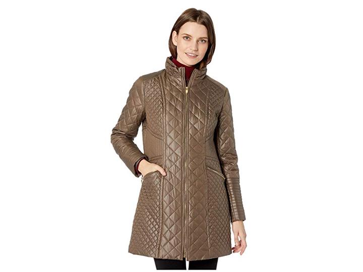 Via Spiga Boxy Diamond Quilt (skim Latte) Women's Coat