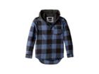 Quiksilver Kids Motherfly Button Up Hoodie (big Kids) (bijou Blue/motherfly Check) Boy's Long Sleeve Button Up