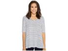 Mod-o-doc Heavier Slub Jersey Swingy Elbow Sleeve V-neck Tee (white) Women's T Shirt
