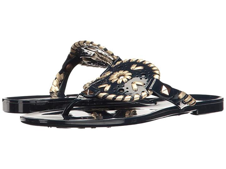 Jack Rogers Kids Miss Georgica Jelly (little Kid/big Kid) (midnight/gold) Girls Shoes