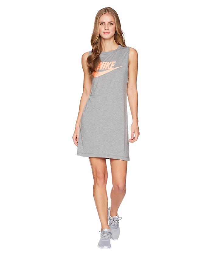 Nike Seasonal Tank Dress (carbon Heather/crimson Pulse) Women's Dress