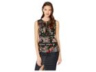 Miss Me Floral Burnout Sectioned Sleeveless Top (multi Black) Women's Sleeveless