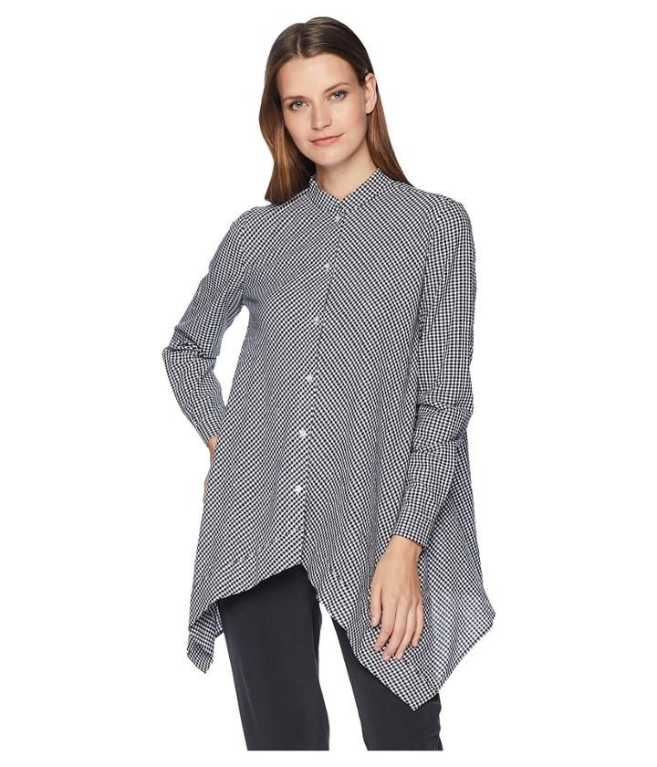 Anne Klein Uneven Hem Shirt (black/optic White) Women's Blouse