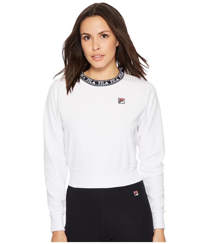 Fila Dina Velour Crew (white/navy/metallic Gold) Women's Clothing