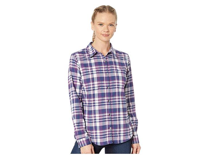 Royal Robbins Thermotech Flannel (blue Depths) Women's Long Sleeve Button Up