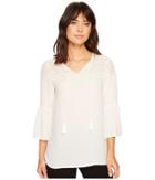 Ivanka Trump Eyelet Georgette Bell Sleeve Tassel Blouse (vanilla) Women's Blouse