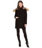 Vince Camuto Faux Fur Trim Wool L8371 (black) Women's Coat
