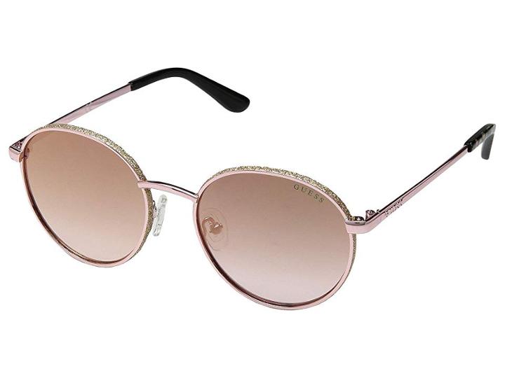 Guess Gu7556 (shiny Rose Gold/bordeaux Mirror) Fashion Sunglasses