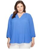 Nydj Plus Size Plus Size Pintuck Blouse (ultra Marine) Women's Blouse