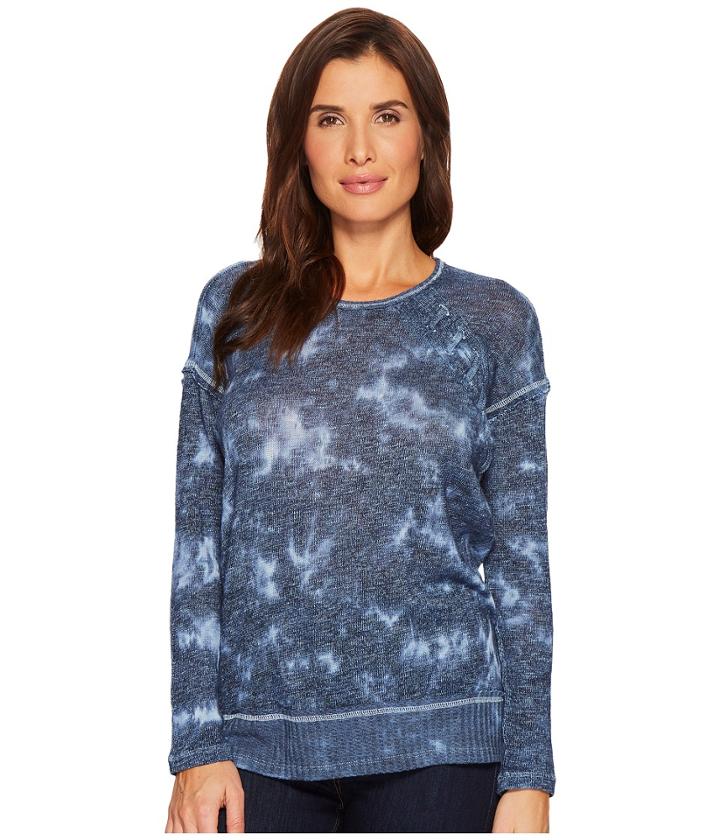 Tribal Sweater Knit Jersey Drop Shoulder Long Sleeve Top (deep Sky) Women's Sweater