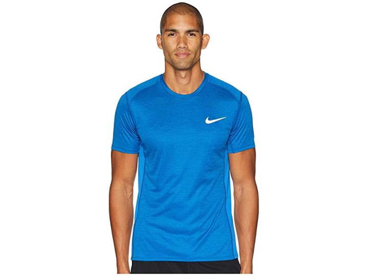 Nike Dry Miler Short Sleeve Running Top (signal Blue/heather) Men's Clothing