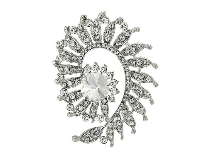 Nina Floral Swirl Pin (rhodium/white Cz) Brooches Pins