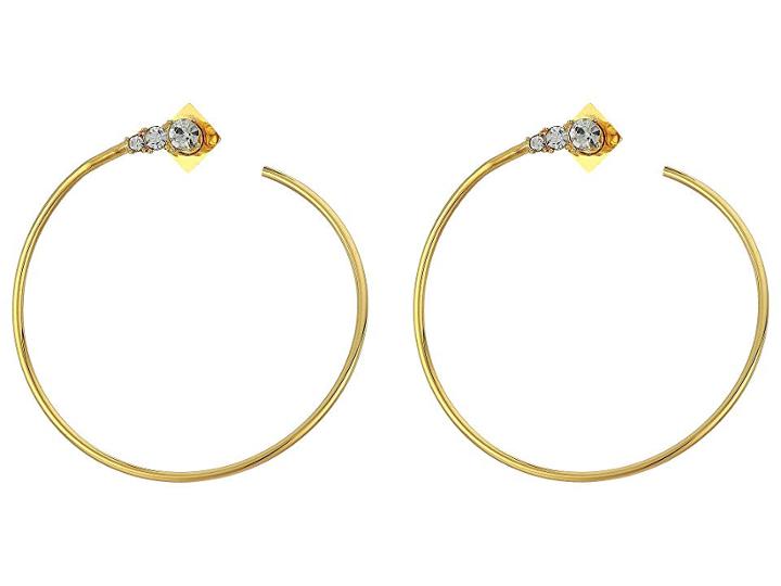 Vince Camuto Round Stone Hoop Earrings (gold/crystal) Earring