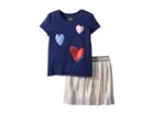 Kate Spade New York Kids Tossed Hearts Skirt Set (toddler/little Kids) (new Navy) Girl's Active Sets