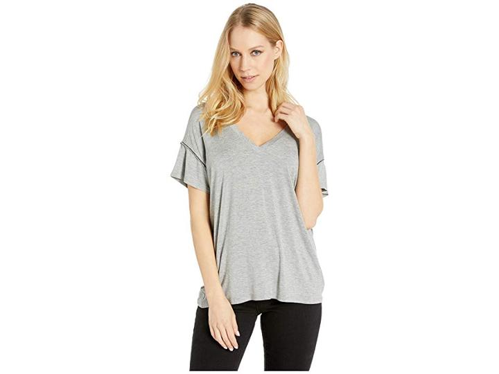 Paige Zaya Tee W/ Chain (light Heather Grey) Women's Clothing