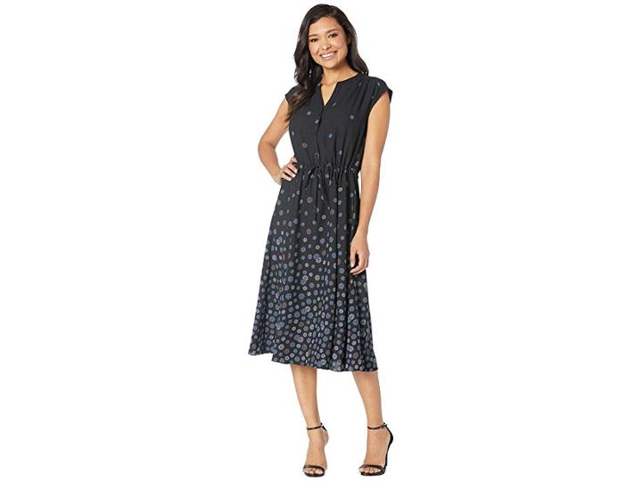 Anne Klein Nathalie Drawstring Midi Dress (anne Black/versailles Combo) Women's Dress