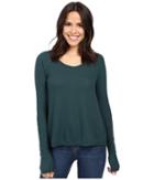 Lucky Brand Lace Mixed Thermal Top (sea Moss) Women's Clothing