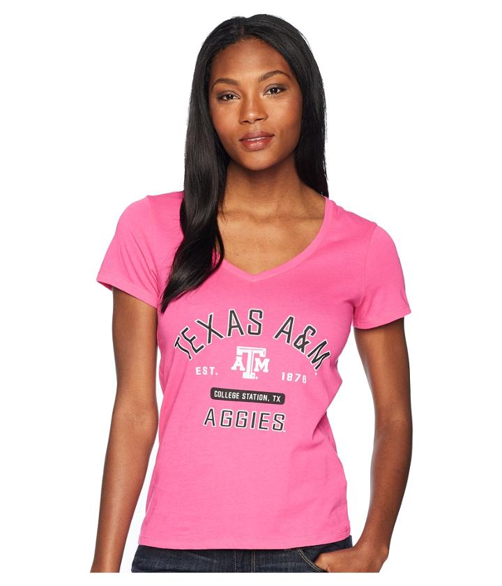 Champion College Texas Am Aggies University V-neck Tee (wow Pink) Women's T Shirt