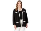 Anne Klein Plus Size Tipped Patch Pocket Cardigan (anne Black/anne White) Women's Clothing