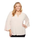 Calvin Klein Plus Plus Size Flare Sleeve Top W/ Pearl Hardware (blush) Women's Long Sleeve Pullover