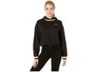 Juicy Couture Logo Detail Cinched Pullover With Hood (pitch Black) Women's Clothing