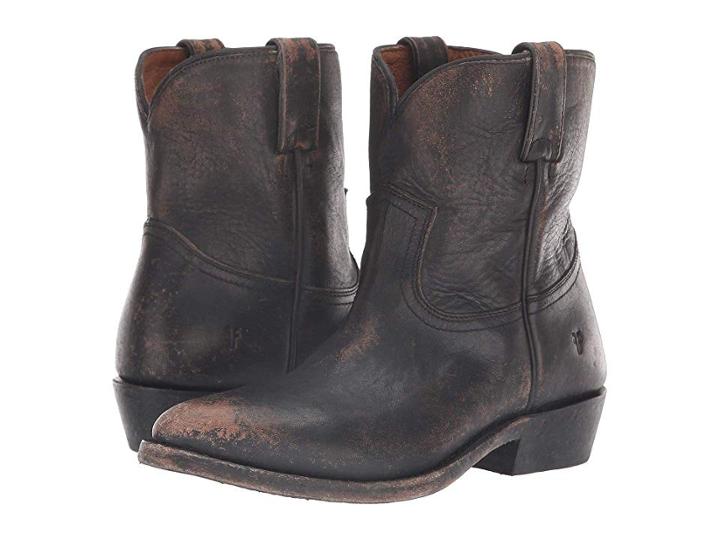 Frye Billy Short (black Full Grain Brush-off) Cowboy Boots