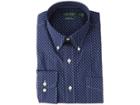 Lauren Ralph Lauren Classic Fit No-iron Print Cotton Dress Shirt (shadow Dot Blue/white) Men's Long Sleeve Button Up