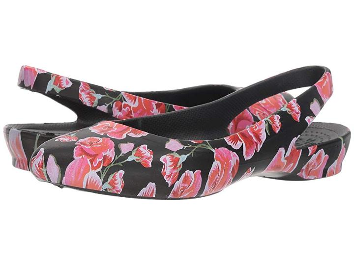 Crocs Crocs Eve Graphic Sling (multi Rose/black) Women's Flat Shoes