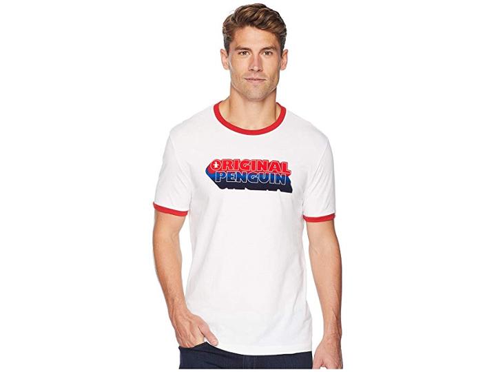 Original Penguin Original Drop Shadow Ringer T-shirt (bright White) Men's T Shirt