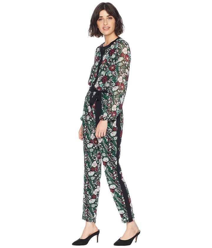 Juicy Couture Secret Garden Floral Jumpsuit (pitch Black Secret Garden) Women's Jumpsuit & Rompers One Piece