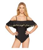 Athena Hey There Stud Cold Shoulder Maillot (black) Women's Swimsuits One Piece