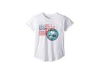 The Original Retro Brand Kids Woodstock Peace Flag Rolled Short Sleeve Slub Tee (big Kids) (white) Girl's Clothing