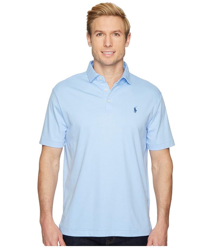 Polo Ralph Lauren Pima Polo Short Sleeve Knit (austin Blue) Men's Clothing