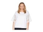 Lauren Ralph Lauren Plus Size Striped Bell-sleeve Top (white) Women's Clothing