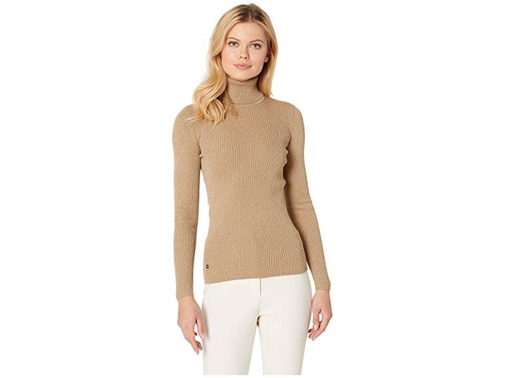 Lauren Ralph Lauren Lurex Turtleneck Sweater (gold) Women's Sweater