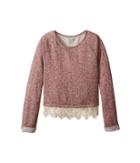 Lucky Brand Kids Popover Top With Lace Trim And Lurex Detail (big Kids) (beaujolais) Girl's Clothing
