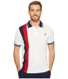 U.s. Polo Assn. Slim Fit Color Block Short Sleeve Poly Pique Polo Shirt (white Winter) Men's Short Sleeve Pullover