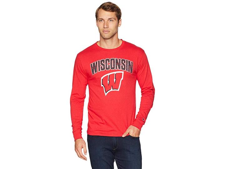 Champion College Wisconsin Badgers Long Sleeve Jersey Tee (scarlet) Men's T Shirt