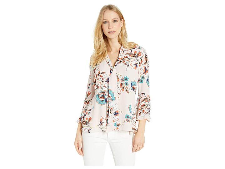 Bebe Bow Tie Front Blouse (hand Drawn Floral) Women's Blouse