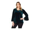 Calvin Klein Plus Plus Size Velvet Long Sleeve Bell Sleeve Top (malachite) Women's Clothing