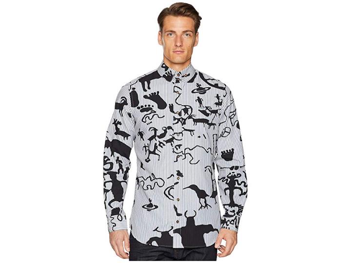 Vivienne Westwood Caveman Print Two-button Krall Shirt (black/grey) Men's Clothing